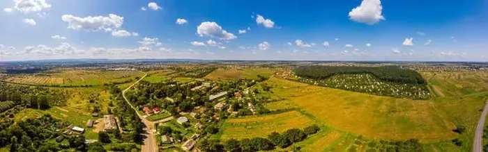 Framed Print : Panoramic landscape of countryside it the west of Ukraine. Aerial drone view of traditional Ukrainian village Framed Print : Panoramic landscape of countryside it the west of Ukraine. Aerial drone view of traditional Ukrainian village