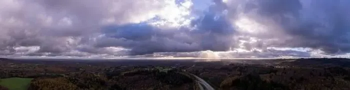 Framed Print : Panoramic from Limoges North with speedway and sunrays through the clouds, Limoges, France Framed Print : Panoramic from Limoges North with speedway and sunrays through the clouds, Limoges, France