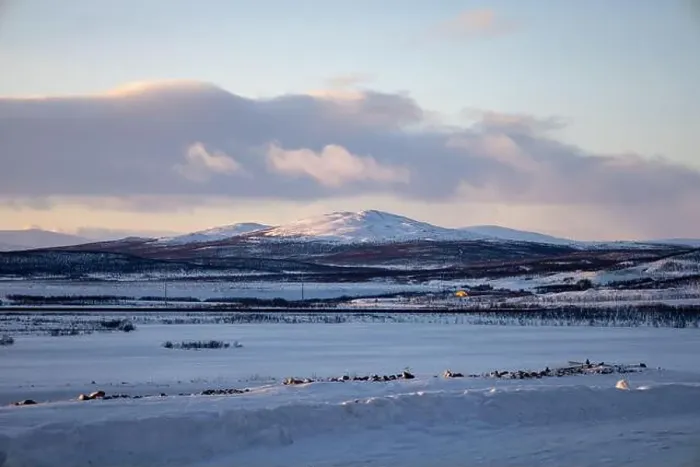 Framed Print : Panoramic mountain view in Kiruna, Swedish Lapland. Tundra landscape with dramatic January sky Framed Print : Panoramic mountain view in Kiruna, Swedish Lapland. Tundra landscape with dramatic January sky