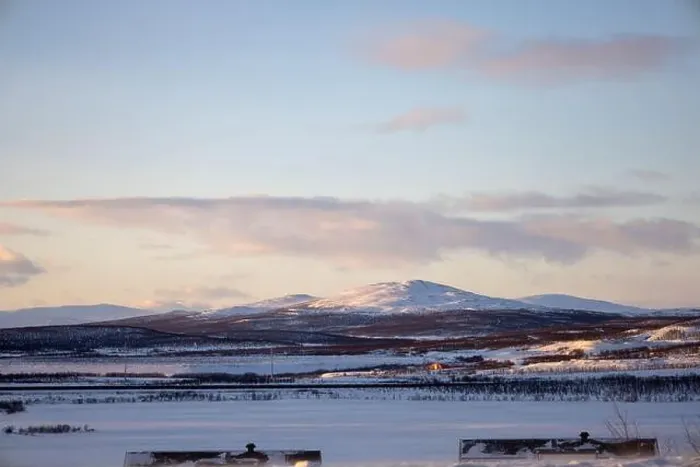 Framed Print : Panoramic mountain view in Kiruna, Swedish Lapland. Tundra landscape with dramatic January sky Framed Print : Panoramic mountain view in Kiruna, Swedish Lapland. Tundra landscape with dramatic January sky