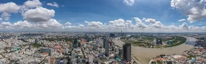 Framed Print : Panoramic photo of Ho Chi Minh city and Saigon river in the cloudy day Framed Print : Panoramic photo of Ho Chi Minh city and Saigon river in the cloudy day