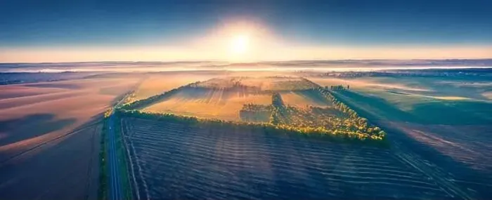 Framed Print : Panoramic summer view from flying drone of Ukrainian countryside Framed Print : Panoramic summer view from flying drone of Ukrainian countryside