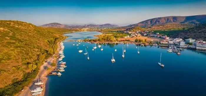 Framed Print : Panoramic summer view of Vivari port Framed Print : Panoramic summer view of Vivari port