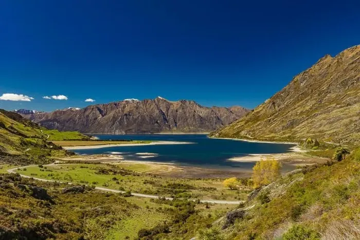 Framed Print : Panoramic vibrant photos of Lake Hawea and mountains, South Island, New Zealand Framed Print : Panoramic vibrant photos of Lake Hawea and mountains, South Island, New Zealand