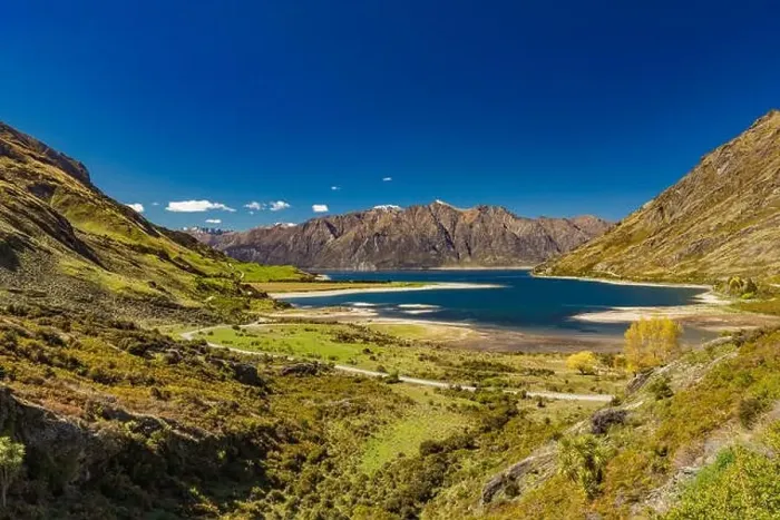 Framed Print : Panoramic vibrant photos of Lake Hawea and mountains, South Island, New Zealand Framed Print : Panoramic vibrant photos of Lake Hawea and mountains, South Island, New Zealand