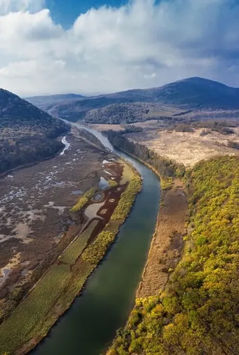 Framed Print : Panoramic view to beautiful river. River Ropotamo in Strandja mountain Framed Print : Panoramic view to beautiful river. River Ropotamo in Strandja mountain