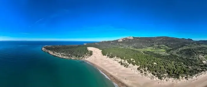 Framed Print : Panoramic view of Bolonia beach in the municipality of Tarifa, Andalusia Framed Print : Panoramic view of Bolonia beach in the municipality of Tarifa, Andalusia