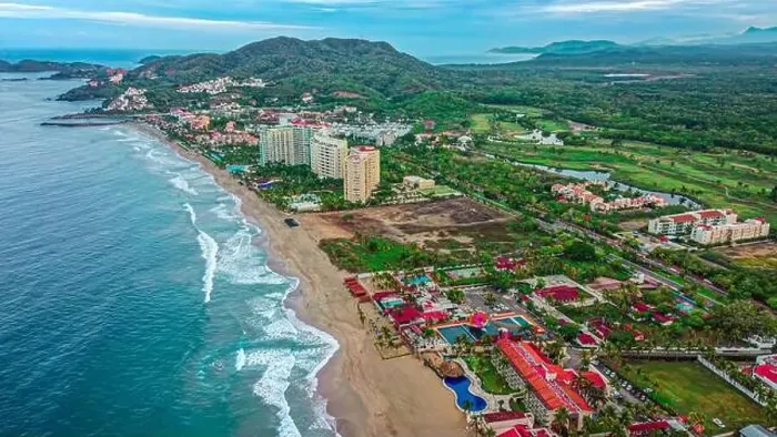 Framed Print : Panoramic view at dawn of Ixtapa Bay, where the waves were beginning to get stronger Framed Print : Panoramic view at dawn of Ixtapa Bay, where the waves were beginning to get stronger