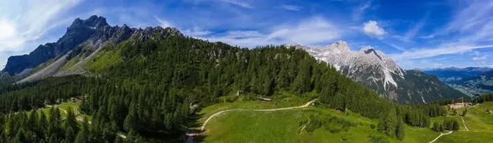 Framed Print : Panoramic view of the Dolomites, Sextener Rotwand. Drone photography Framed Print : Panoramic view of the Dolomites, Sextener Rotwand. Drone photography