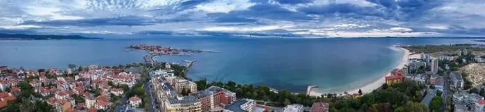 Framed Print : Panoramic view of drone to Nessebar city Framed Print : Panoramic view of drone to Nessebar city