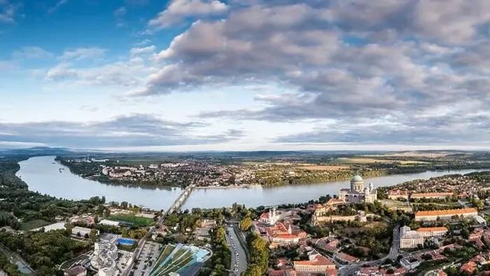 Framed Print : Panoramic view from Esztegom with river Danube and basilica Framed Print : Panoramic view from Esztegom with river Danube and basilica