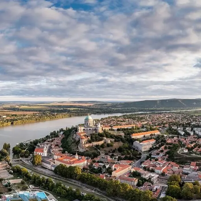 Framed Print : Panoramic view from Esztegom with river Danube and basilica Framed Print : Panoramic view from Esztegom with river Danube and basilica