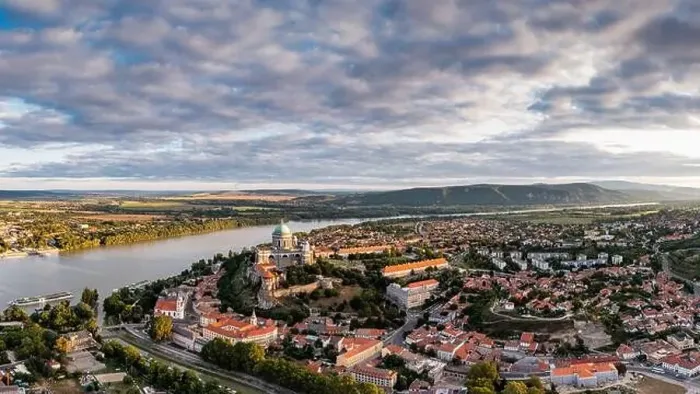 Framed Print : Panoramic view from Esztegom with river Danube and basilica Framed Print : Panoramic view from Esztegom with river Danube and basilica