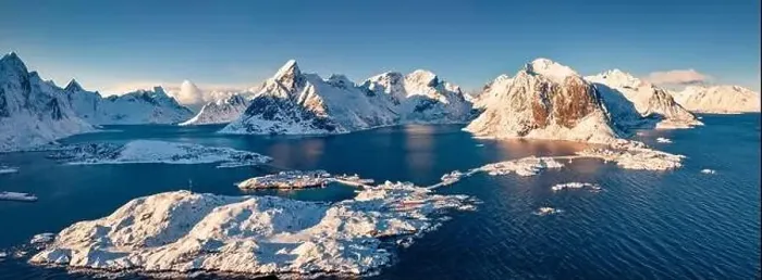 Framed Print : Panoramic view from flying drone of Hamnoy Framed Print : Panoramic view from flying drone of Hamnoy