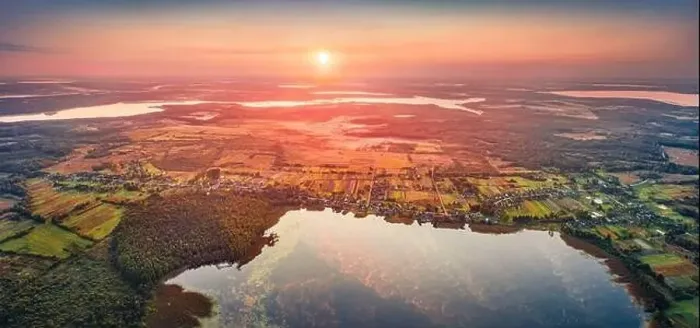 Framed Print : Panoramic view from flying drone of Ostrivianske Lake Framed Print : Panoramic view from flying drone of Ostrivianske Lake