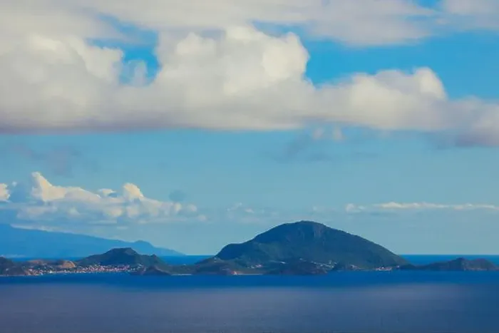Framed Print : Panoramic View to the Guadeloupe Island under the Blue Clouds, Caribbean islands Framed Print : Panoramic View to the Guadeloupe Island under the Blue Clouds, Caribbean islands