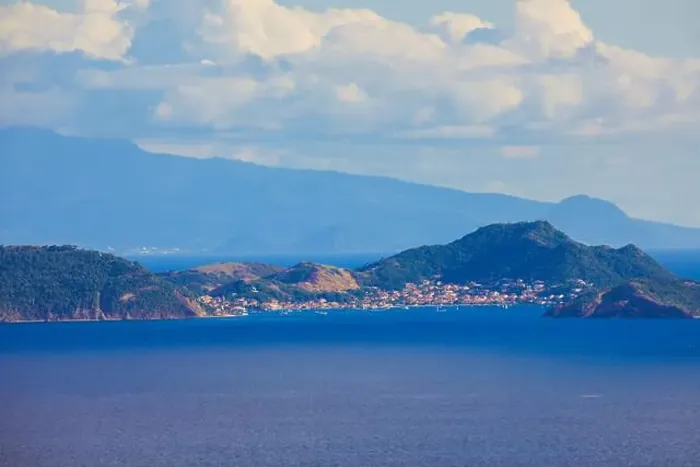 Framed Print : Panoramic View to the Guadeloupe Island under the Blue Clouds, Caribbean islands Framed Print : Panoramic View to the Guadeloupe Island under the Blue Clouds, Caribbean islands