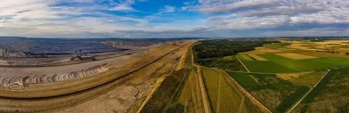 Framed Print : Panoramic view of Hambach surface mine and Hambach Forest, Germany. Drone photography Framed Print : Panoramic view of Hambach surface mine and Hambach Forest, Germany. Drone photography
