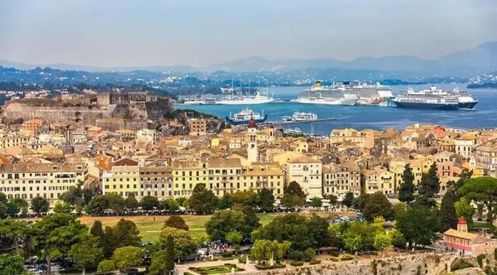 Framed Print : Panoramic view of Kerkyra, capital of Corfu island Framed Print : Panoramic view of Kerkyra, capital of Corfu island
