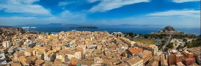 Framed Print : Panoramic view of Kerkyra, capital of Corfu island Framed Print : Panoramic view of Kerkyra, capital of Corfu island