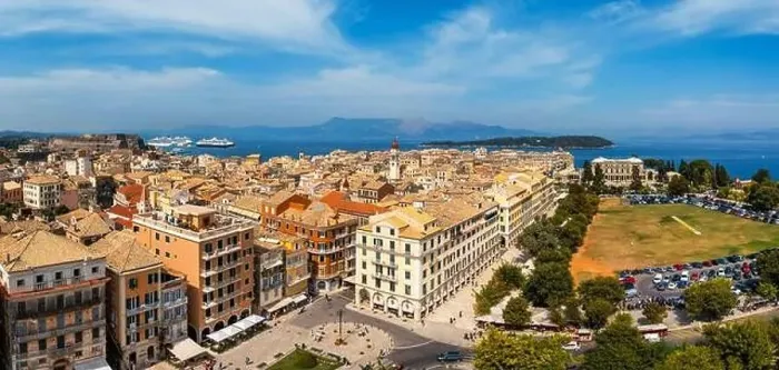 Framed Print : Panoramic view of Kerkyra, capital of Corfu island Framed Print : Panoramic view of Kerkyra, capital of Corfu island