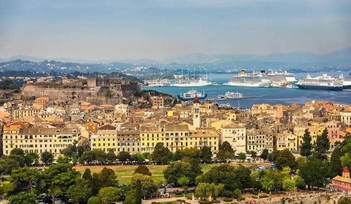 Framed Print : Panoramic view of Kerkyra, capital of Corfu island Framed Print : Panoramic view of Kerkyra, capital of Corfu island