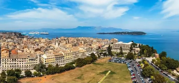 Framed Print : Panoramic view of Kerkyra, capital of Corfu island Framed Print : Panoramic view of Kerkyra, capital of Corfu island