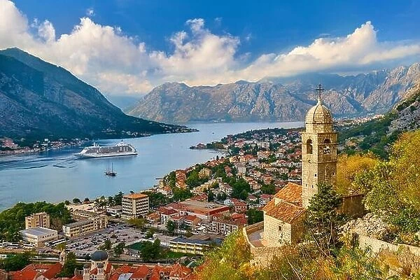 Panoramic view of Kotor balkan village, Montenegro