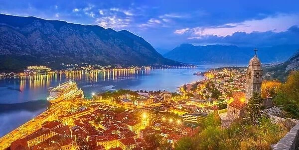 Panoramic view of Kotor Old Town, Montenegro