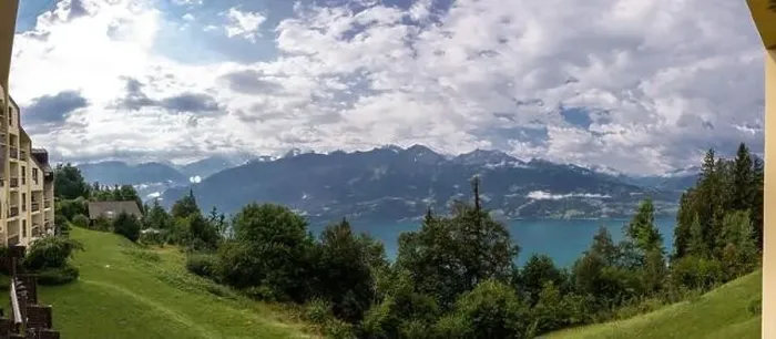 Framed Print : The panoramic view of Lake Brienzersee with Swiss Alp from Balcony Framed Print : The panoramic view of Lake Brienzersee with Swiss Alp from Balcony