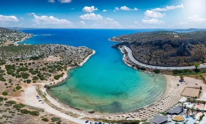 Framed Print : Panoramic view of Lomvarda Beach, south Athens coast Framed Print : Panoramic view of Lomvarda Beach, south Athens coast