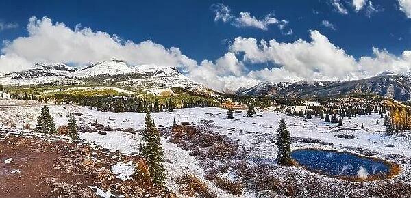 Panoramic view from the Molas Pass near Silverton along the Million Dollar Highway in Colorado, Usa