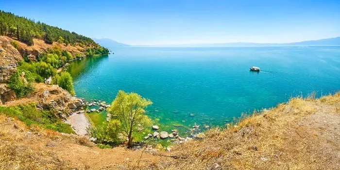 Framed Print : Panoramic view of Ohrid Lake, Republic of Macedonia, Balkans Framed Print : Panoramic view of Ohrid Lake, Republic of Macedonia, Balkans