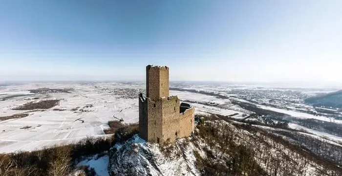 Framed Print : Panoramic view of the Ortenburg castle in the Vosges. Aerial view, drone shooting. Winter, Snow lies on the mountains Framed Print : Panoramic view of the Ortenburg castle in the Vosges. Aerial view, drone shooting. Winter, Snow lies on the mountains