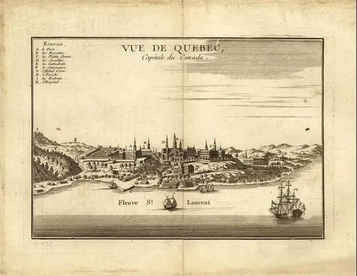 Framed Print : Panoramic view of Quebec City, Canada, in1755. Map also shows prominent buildings Framed Print : Panoramic view of Quebec City, Canada, in1755. Map also shows prominent buildings