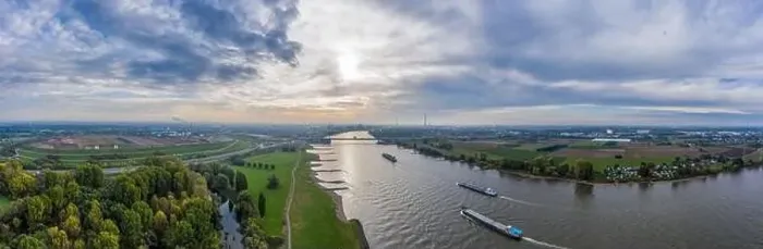 Framed Print : Panoramic view on the Rhine at Leverkusen