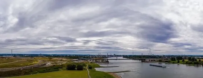 Framed Print : Panoramic view of the Rhine motorway bridge near Leverkusen, Germany. Drone photography Framed Print : Panoramic view of the Rhine motorway bridge near Leverkusen, Germany. Drone photography