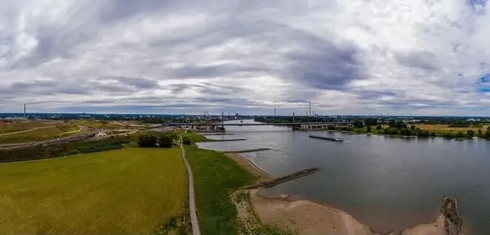 Framed Print : Panoramic view of the Rhine motorway bridge near Leverkusen, Germany. Drone photography Framed Print : Panoramic view of the Rhine motorway bridge near Leverkusen, Germany. Drone photography