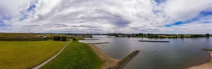 Framed Print : Panoramic view of the Rhine motorway bridge near Leverkusen, Germany. Drone photography Framed Print : Panoramic view of the Rhine motorway bridge near Leverkusen, Germany. Drone photography