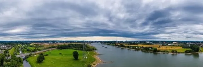 Framed Print : Panoramic view of the Rhine motorway bridge near Leverkusen, Germany. Drone photography Framed Print : Panoramic view of the Rhine motorway bridge near Leverkusen, Germany. Drone photography