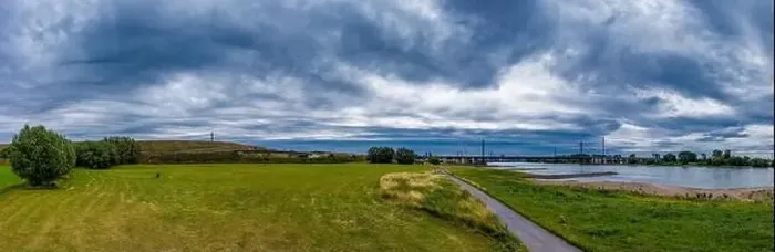 Framed Print : Panoramic view of the Rhine motorway bridge near Leverkusen, Germany. Drone photography Framed Print : Panoramic view of the Rhine motorway bridge near Leverkusen, Germany. Drone photography