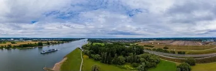 Framed Print : Panoramic view of the Rhine near Leverkusen, Germany. Drone photography Framed Print : Panoramic view of the Rhine near Leverkusen, Germany. Drone photography