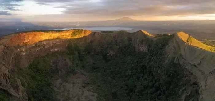Framed Print : Panoramic view on Santiago crater in Nicaragua aerial drone view on sunset light Framed Print : Panoramic view on Santiago crater in Nicaragua aerial drone view on sunset light