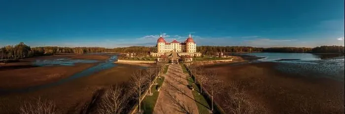 Framed Print : Panoramic view on Schloss Moritzburg, Germany. Drone photography Framed Print : Panoramic view on Schloss Moritzburg, Germany. Drone photography