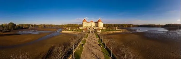 Framed Print : Panoramic view on Schloss Moritzburg, Germany. Drone photography Framed Print : Panoramic view on Schloss Moritzburg, Germany. Drone photography