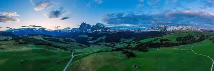 Framed Print : Panoramic view from the Seiser Alm to the Dolomites in Italy, drone shot Framed Print : Panoramic view from the Seiser Alm to the Dolomites in Italy, drone shot