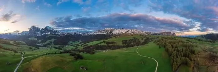 Framed Print : Panoramic view from the Seiser Alm to the Dolomites in Italy, drone shot Framed Print : Panoramic view from the Seiser Alm to the Dolomites in Italy, drone shot