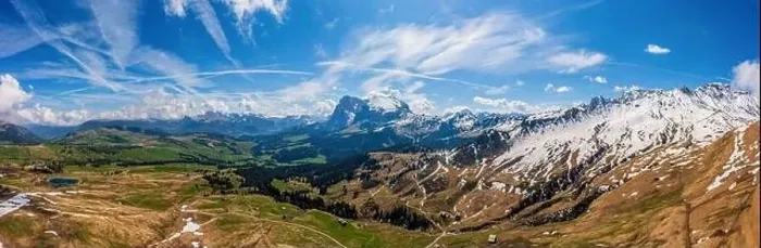Framed Print : Panoramic view from the Seiser Alm to the Dolomites in Italy, drone shot Framed Print : Panoramic view from the Seiser Alm to the Dolomites in Italy, drone shot