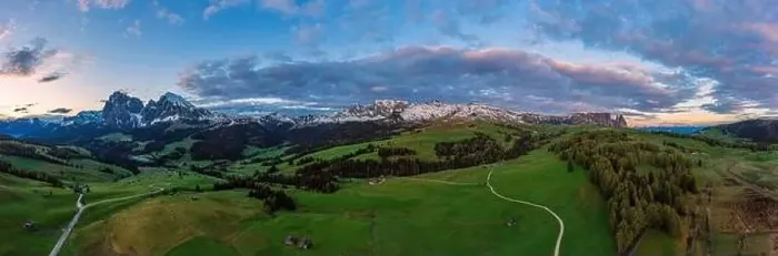 Framed Print : Panoramic view from the Seiser Alm to the Dolomites in Italy, drone shot Framed Print : Panoramic view from the Seiser Alm to the Dolomites in Italy, drone shot