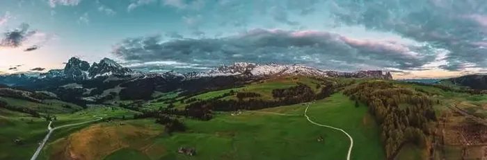 Framed Print : Panoramic view from the Seiser Alm to the Dolomites in Italy, drone shot Framed Print : Panoramic view from the Seiser Alm to the Dolomites in Italy, drone shot